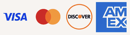 Accepted payment methods: Visa, Mastercard, Discover and American Express